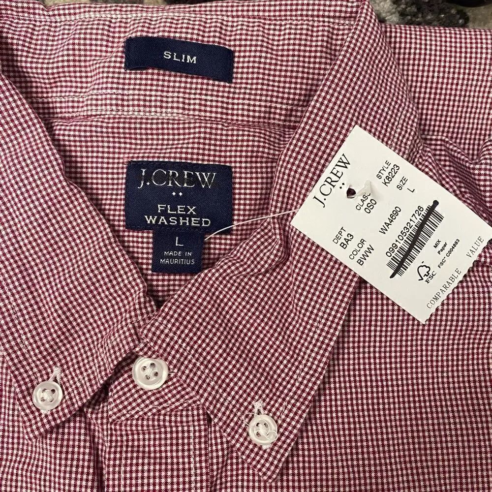 J. Crew Factory Flexed Wash Micro Gingham - Picture 2 of 4